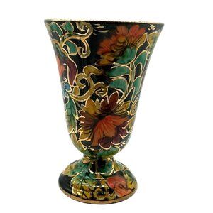 Vtg H. Bequet Quaregnon Belgium Hand-Painted Floral Vase With Gold Accents 7"